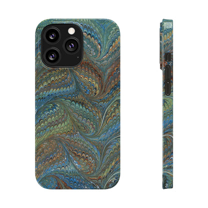 Blue and Green Italian Marbled Swirl Design, Italy Feather Phone Case, Multi-Color, Slim Phone Cases, Case-Mate IPHONE16 and all sizes