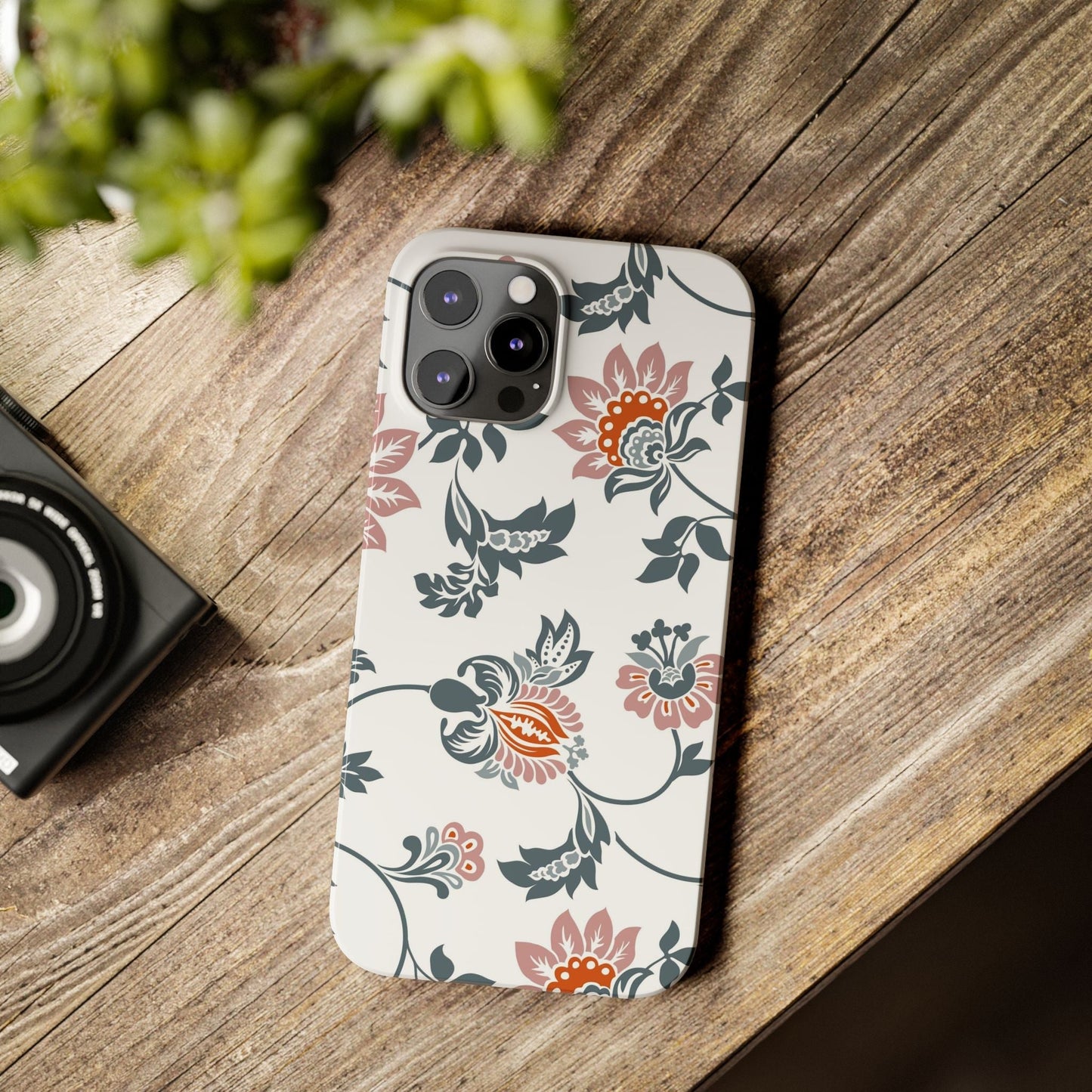 Pink and Green Flower Pattern, Floral Slim Phone Cases, Case-Mate IPHONE16 and all sizes
