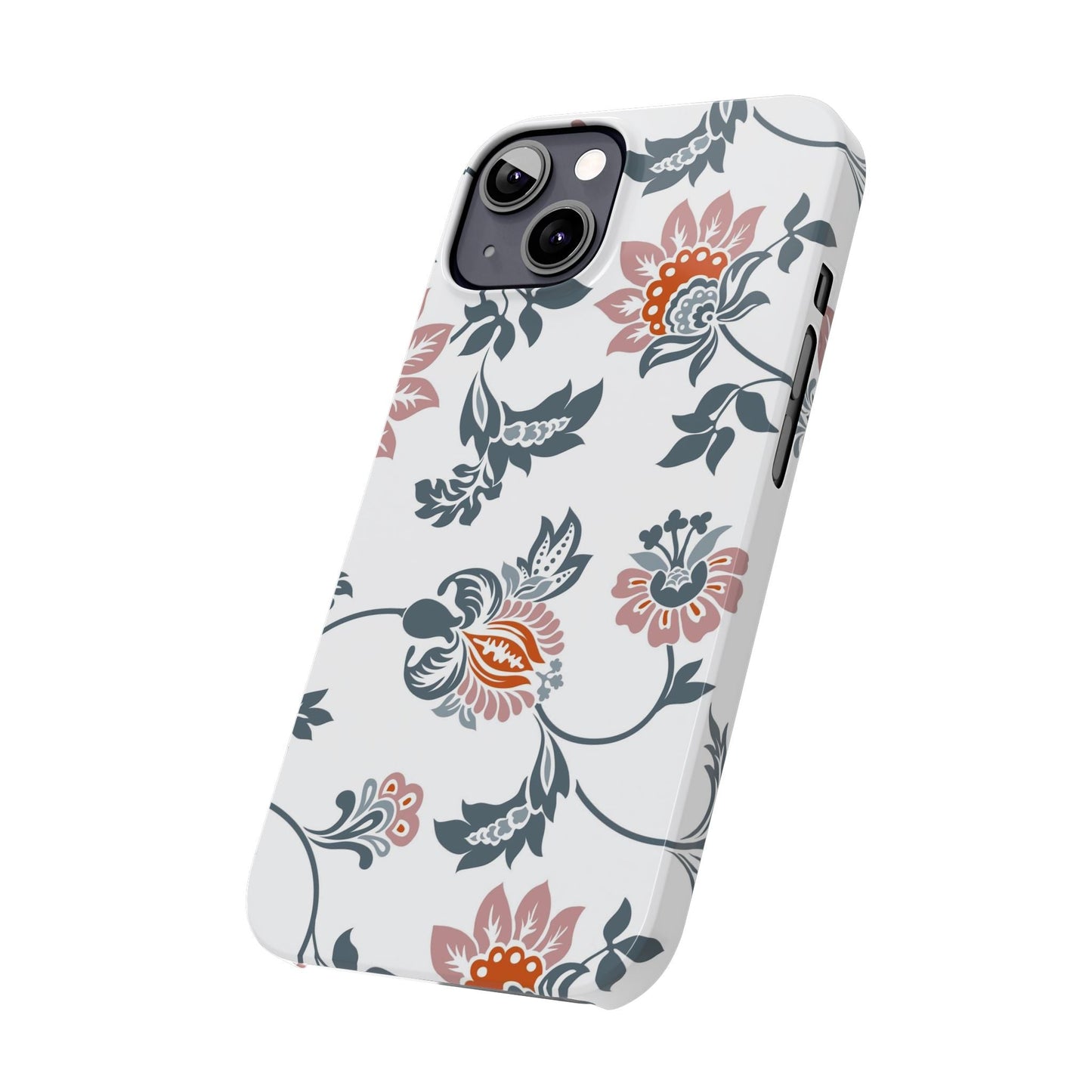 Pink and Green Flower Pattern, Floral Slim Phone Cases, Case-Mate IPHONE16 and all sizes