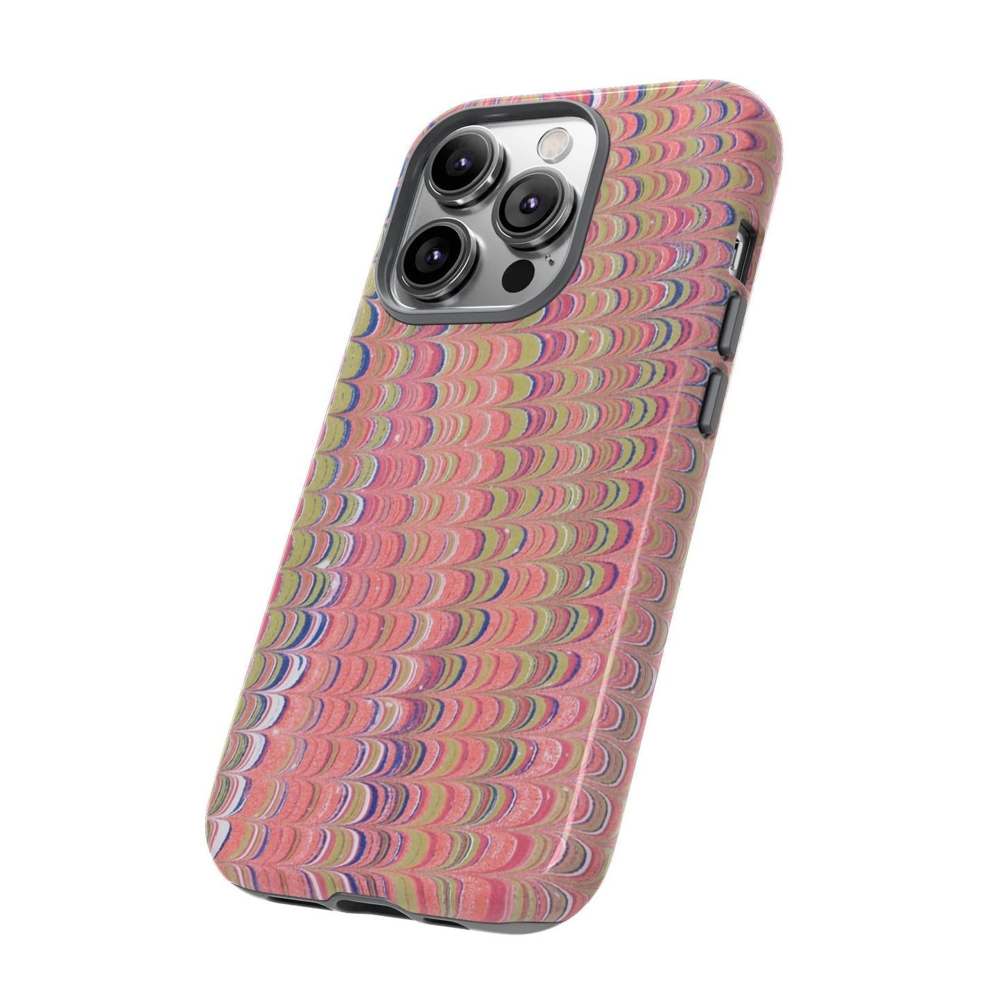 Pink Pastels Feather Marbled Vintage Design iPhone 16 + Samsung + Apple + Google - 2 finishes