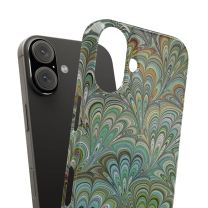 Deep Green Peacock Italian Marbled Design, Italy Feather Phone Case, Multi-Color, Slim Phone Cases, Case-Mate IPHONE16 and all sizes
