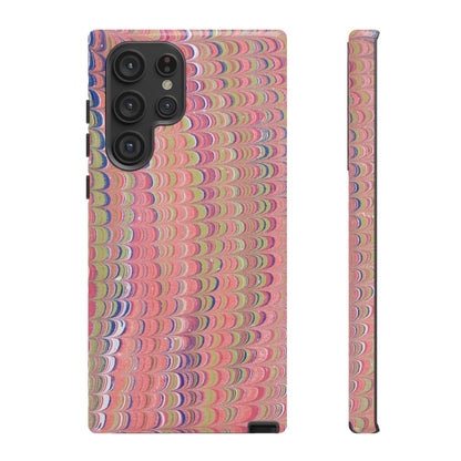 Pink Pastels Feather Marbled Vintage Design iPhone 16 + Samsung + Apple + Google - 2 finishes