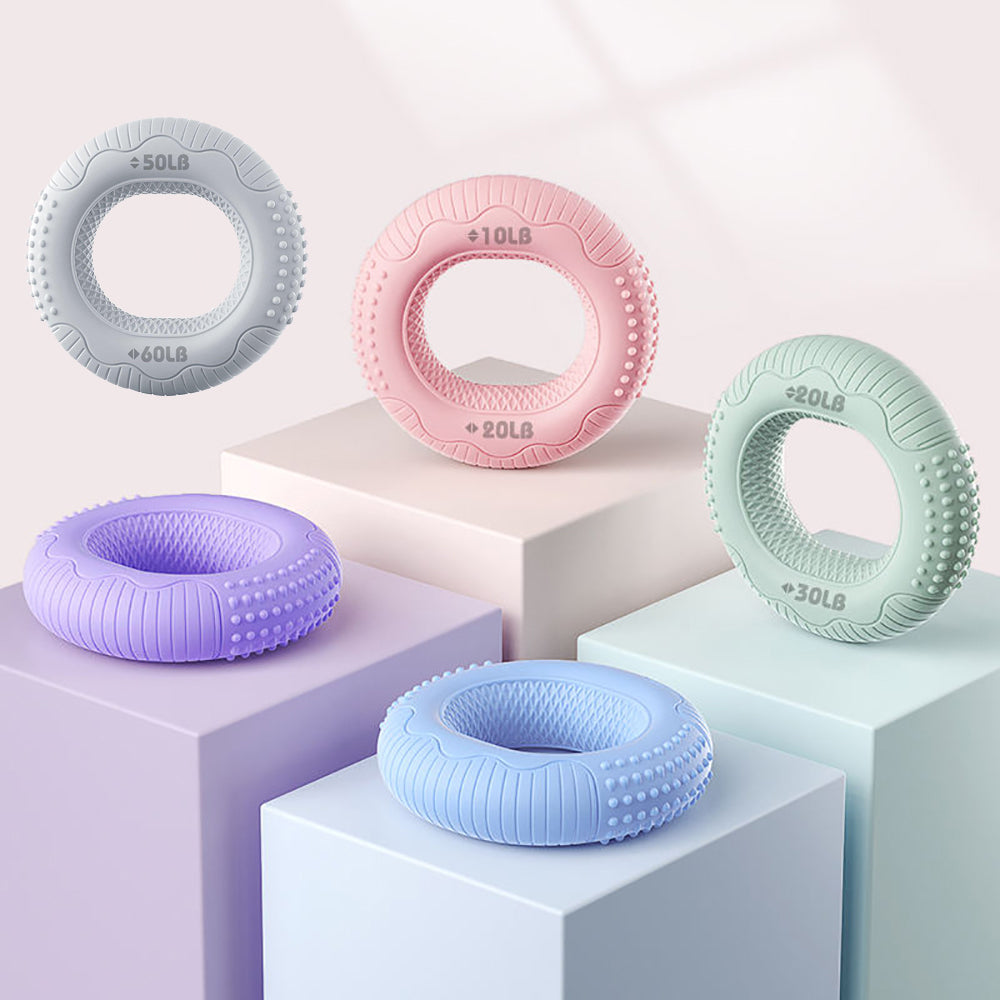 Silicone Grip Strength Trainer Set - Adjustable Resistance Hand Exerciser Rings for Forearm & Finger Training
