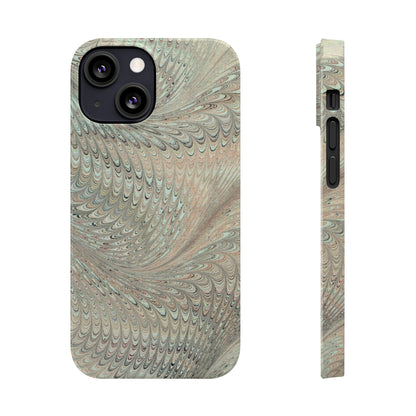 Marbled VIntage Design, Italian Feather Phone Case, Green Hues, Mint, Beige, Neutrals, Slim Phone Cases, IPHONE16 and all sizes