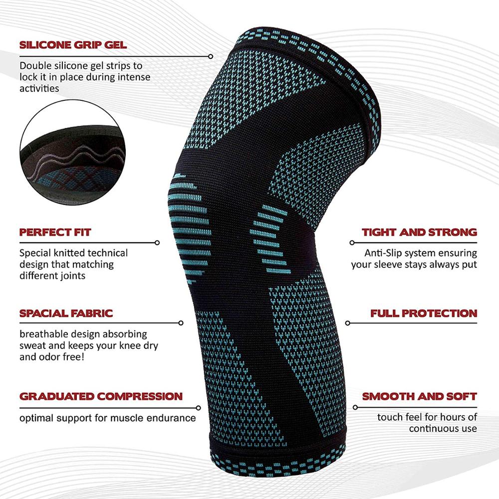 Knee Compression Sleeves - Breathable Knit Knee Support for Sports