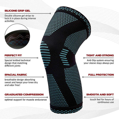 Knee Compression Sleeves - Breathable Knit Knee Support for Sports