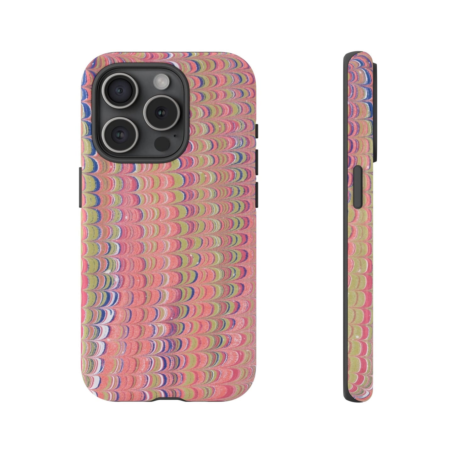 Pink Pastels Feather Marbled Vintage Design iPhone 16 + Samsung + Apple + Google - 2 finishes