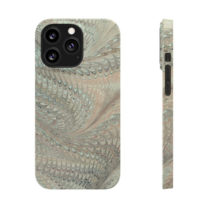 Marbled VIntage Design, Italian Feather Phone Case, Green Hues, Mint, Beige, Neutrals, Slim Phone Cases, IPHONE16 and all sizes