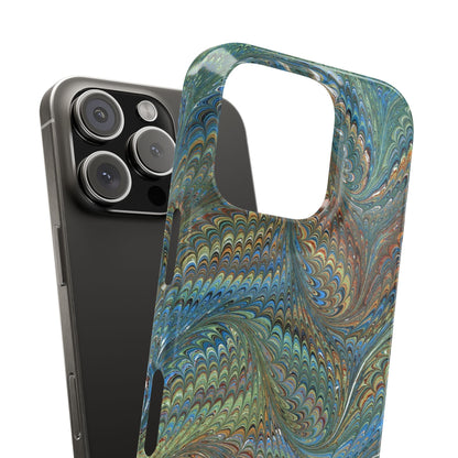 Blue and Green Italian Marbled Swirl Design, Italy Feather Phone Case, Multi-Color, Slim Phone Cases, Case-Mate IPHONE16 and all sizes