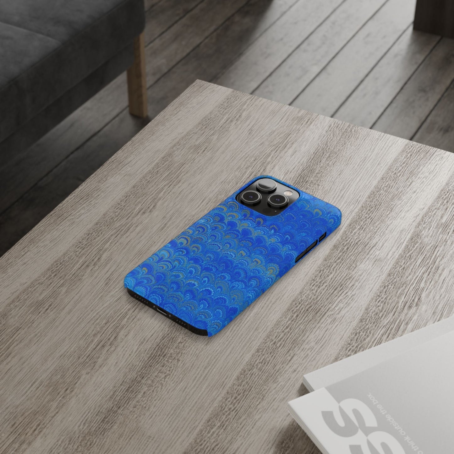 Blue Marbled Design, Italy Feather Phone Case, Multi-Color, Slim Phone Cases, Case-Mate IPHONE16 and all sizes