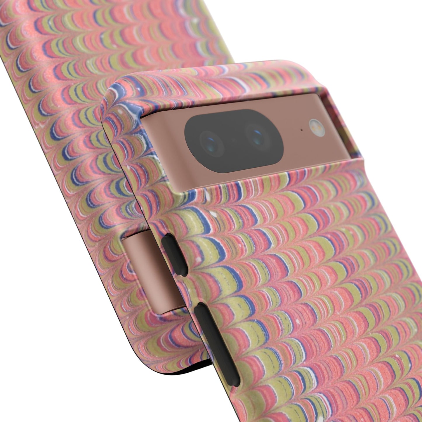 Pink Pastels Feather Marbled Vintage Design iPhone 16 + Samsung + Apple + Google - 2 finishes