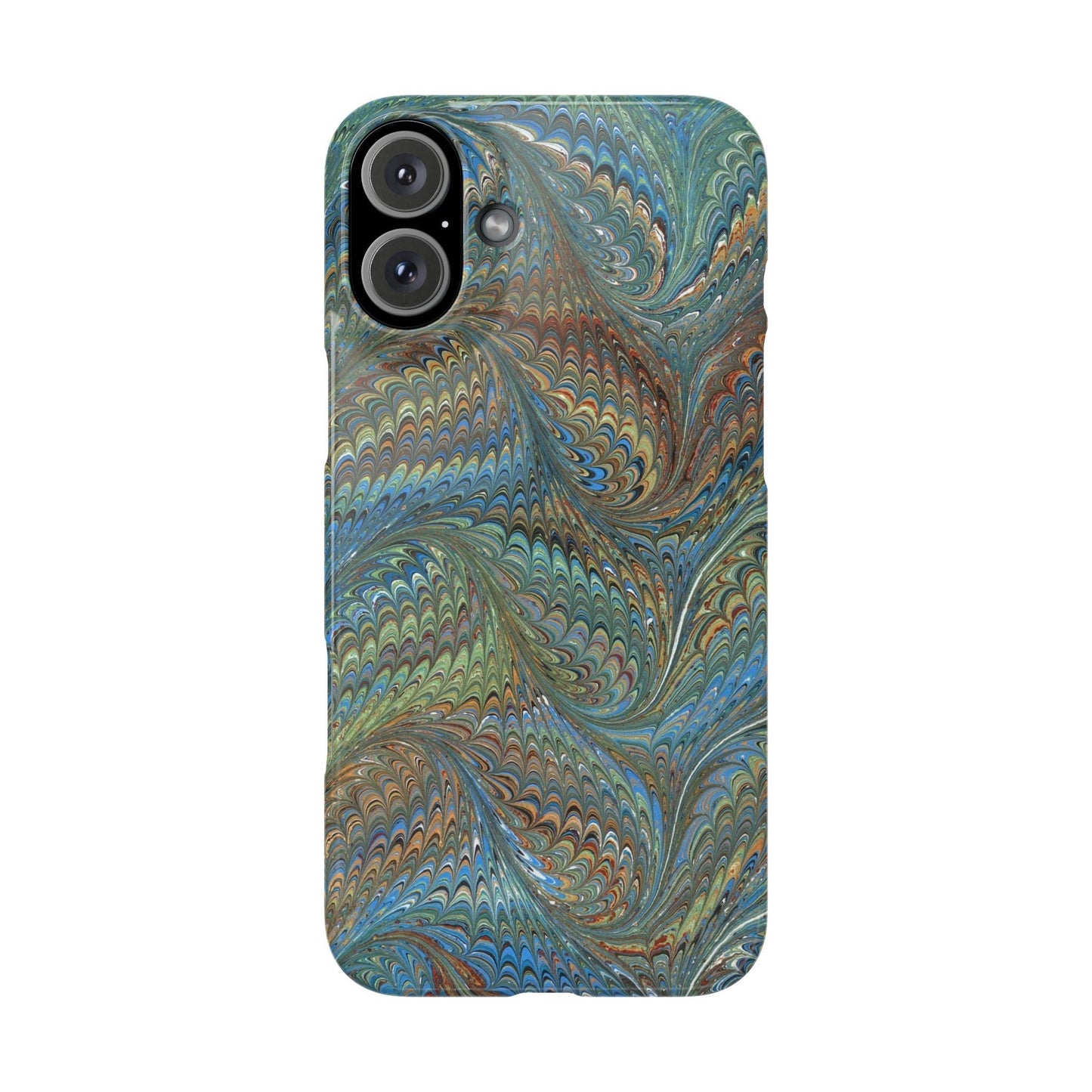 Blue and Green Italian Marbled Swirl Design, Italy Feather Phone Case, Multi-Color, Slim Phone Cases, Case-Mate IPHONE16 and all sizes